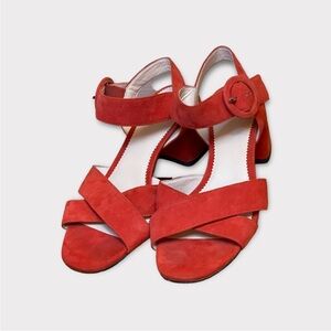 J crew red suede sandals